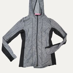 Heather Gray Zip Hoodie with Black Side Panels